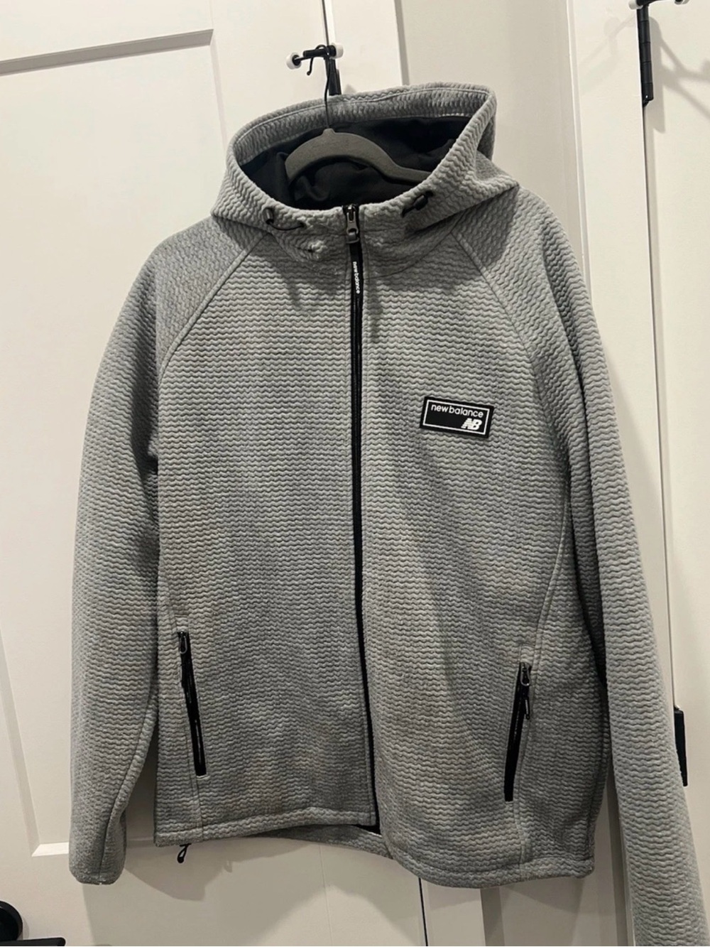 New Balance Light Gray Full-Zip Hooded Performance Jacket